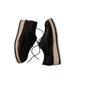 Via Women Pinky Collection Black Patent Leather Peyton Platform Derby Shoes Sz 9